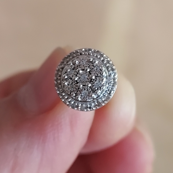 Sterling Silver & Diamond Stud Earrings - Picture 11 of 14